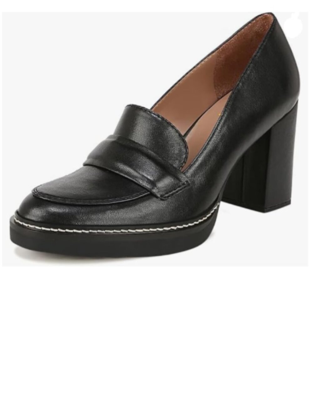 YDN Black Penny Loafers Round Closed Toe Pumps Platform Chunky Heel Slip On Shoe